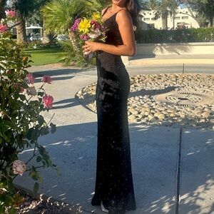 Oh Polly Embellished Black Gown